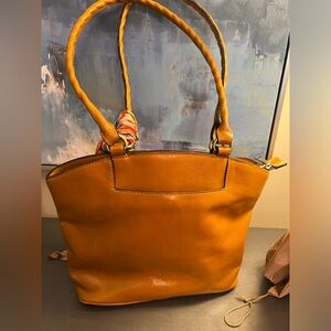Patricia Nash leather shoulder bag with scarf.